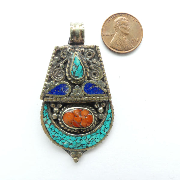 Himalayan Pendant, Multi-layered Design, Traditional Colors in New Settings