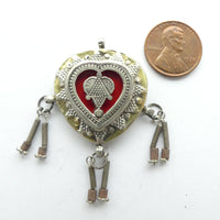 Turkoman Heart-Shaped Pendants, Granulated and Fire-gilded, 30x35mm