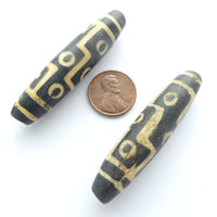 Dzi Imitation, Nine Eye Style, 55x14mm Sold Individually