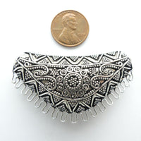 Indian Silver, New Richly Granulated Focal Bead, 50x27mm