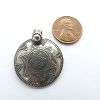 Indian Silver Pendant with Granulated Star Patterns, 27mm