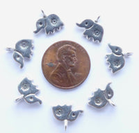 Thai Silver Mini Elephant Pendant,  12x10mm, Sold Individually