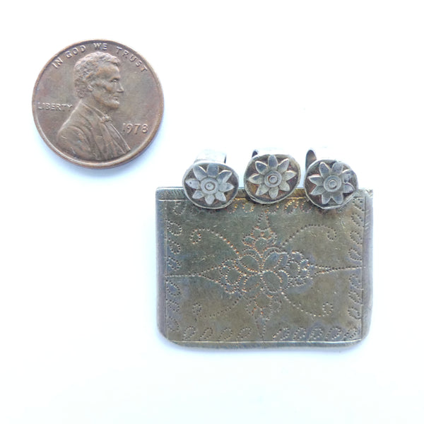 Indian Silver Antique Fire-Gilded Pendants, 30x23mm