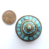 Himalayan Vintage Turquoise Inlay Pendants
