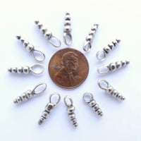 Thai Silver, Small Silver Dangles with Graduated Silver Balls Design, 10mm, Sold Individually