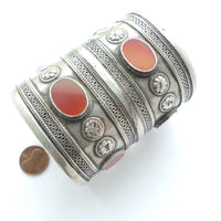 Turkoman Cuff, Vintage with 6 Carnelians