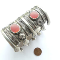 Turkoman Cuff, Vintage with 6 Carnelians