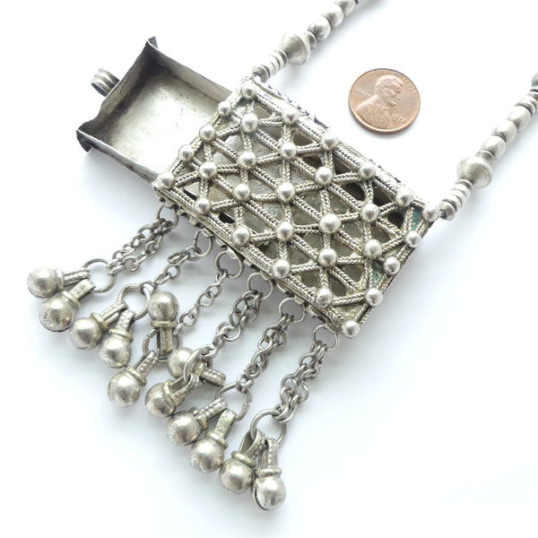 Unique Vintage/Antique Silver Necklace with Drawer Pendant