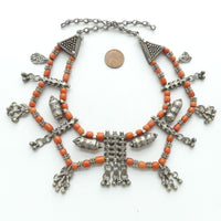 Yemeni Vintage Silver and Coral Necklace