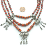 Yemeni Vintage Necklace Coral and Silver Necklace