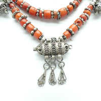Yemeni Vintage Necklace Coral and Silver Necklace