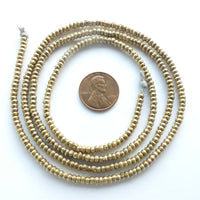 Thai Brass, Tiny Engraved Ring Beads,  2x3mm on 29-inch Strands