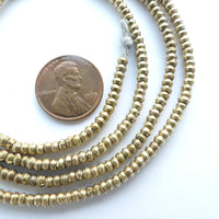 Thai Brass, Tiny Engraved Ring Beads,  2x3mm on 29-inch Strands