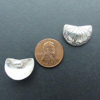 Thai Silver, Domed Half-Moon Small Stamped Pendants, 20x12mm
