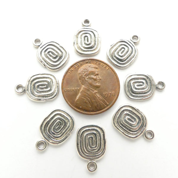 Thai Silver, Spiral Charms, 15mm Long Including Loop. Sold Individually