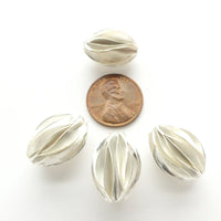 Thai Silver "Pods" Brushed Silver Finish, 20x15mm, Sold Individually