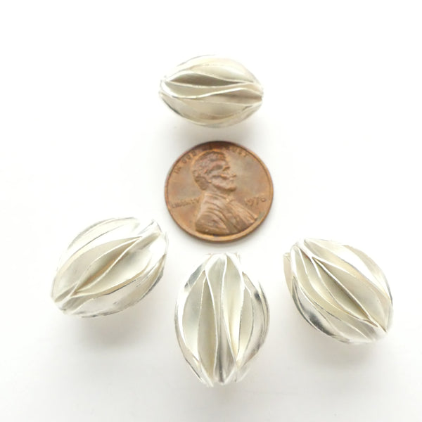Thai Silver "Pods" Brushed Silver Finish, 20x15mm, Sold Individually