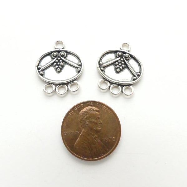 Indian Silver, One to Three Connectors/Earring Parts, 18x20mm, Sold by Pair