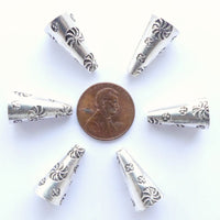 Thai Silver Cones with Pinwheel Stamping 18x10mm, Sold Individually