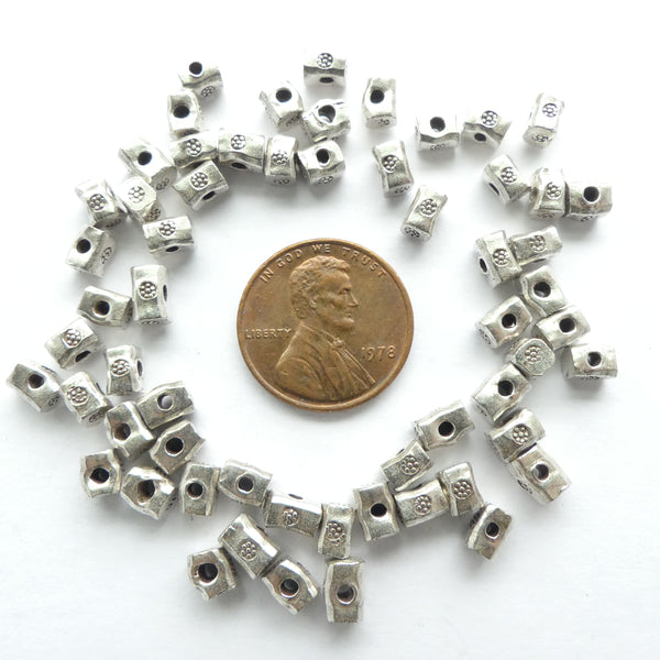 Thai Silver, Small Stamped Toggle Beads, 3x5mm, Sold Individually