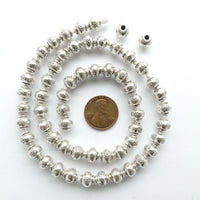 Thai Silver, Stamped Collared Rounded Bead, 7x8mm, Sold Individually