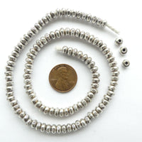 Thai Silver, Small Oblate Stamped Bead, 3x5mm, Sold Individually