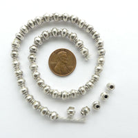 Thai Silver, Smooth Collared Bead, Medium 6x6mm, Sold Individually