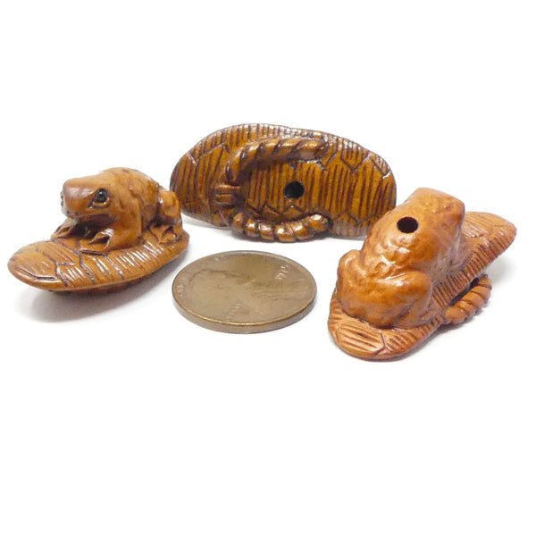 Ojime, Frog on a Sandal, Sold Individually