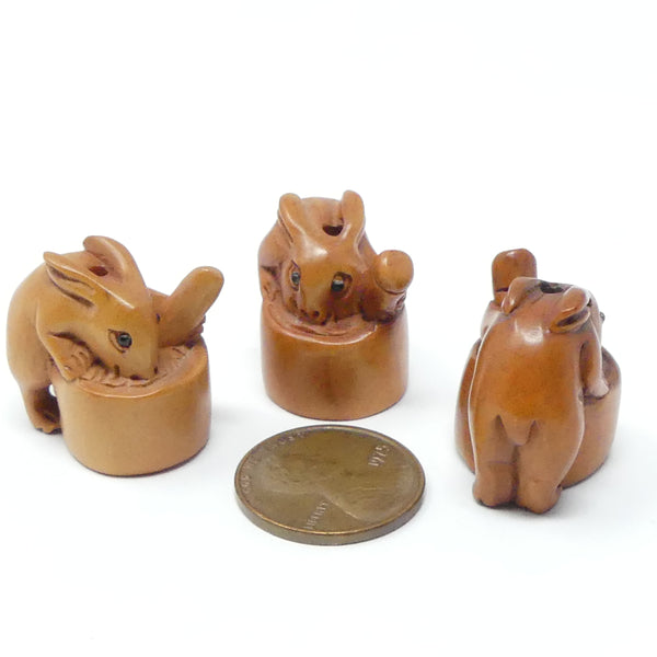 Ojime, Naughty Bunny in the Jam Jar, 20mm, Sold Individually