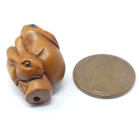 Ojime, Two Bunnies on a Log, 22mm, Sold Individually