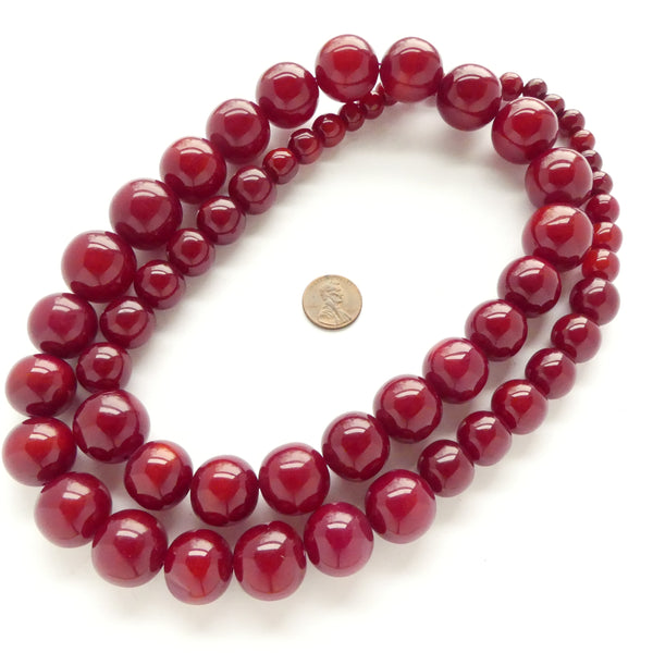 Himalayan Cherry Amber Color Resin, Graduated 38-inch Strands