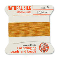 Silk, Carded 2 Meters with Needle, Amber Size 4