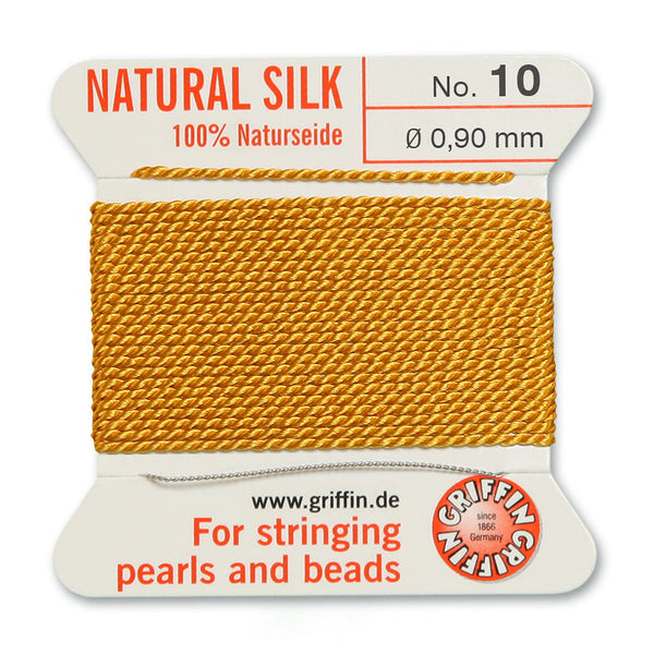 Silk, Carded 2 Meters with Needle, Amber Size 10