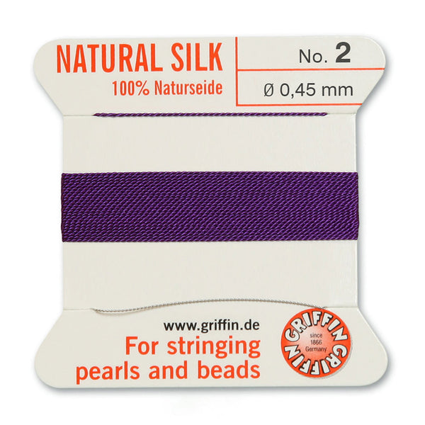 Silk, Carded 2 Meters with Needle, Amethyst Size 2