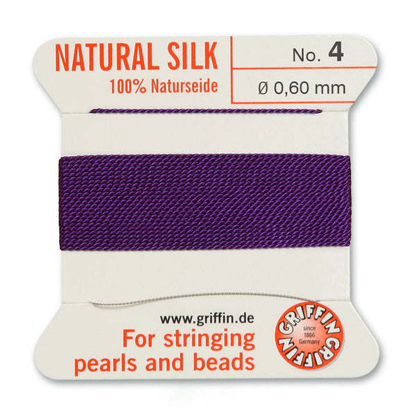 Silk, Carded 2 Meters with Needle, Amethyst Size 4