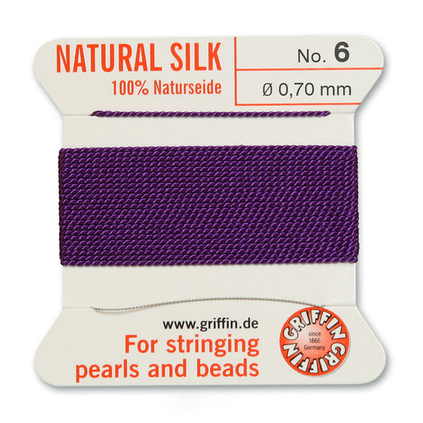 Silk, Carded 2 Meters with Needle, Amethyst Size 6