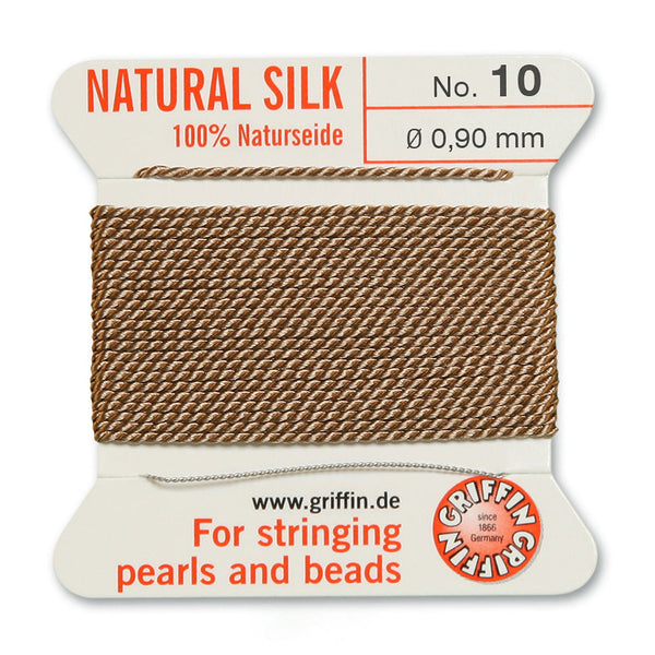 Silk, Carded 2 Meters with Needle, Beige Size 10