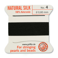 Silk, Carded 2 Meters with Needle, Black Size 4
