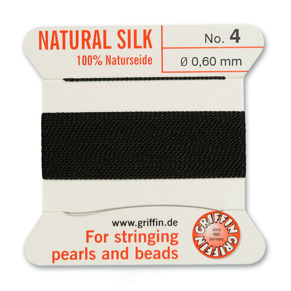 Silk, Carded 2 Meters with Needle, Black Size 4
