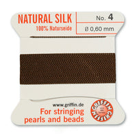 Silk, Carded 2 Meters with Needle, Brown Size 4