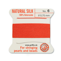 Silk, Carded 2 Meters with Needle, Coral Size 6