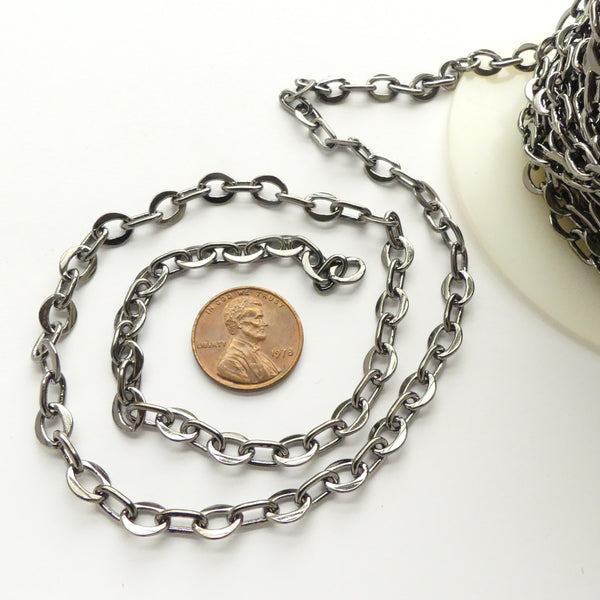 Chain, Gunmetal Cable, 8x5mm link, Sold by the Foot