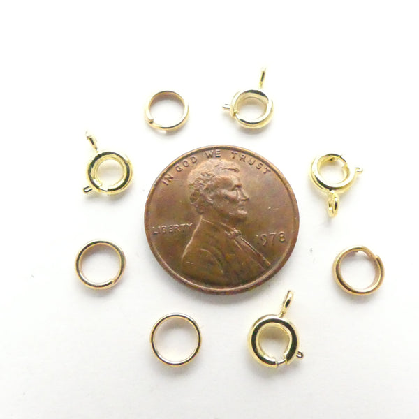 Clasp, Gold Tone Spring Ring with Split Ring, 6mm, Set of 4