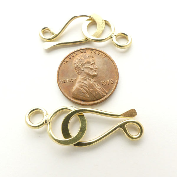 Clasp, Brass Hammered Hook & Eye (aka J-hook) 35mm, Sold Individually