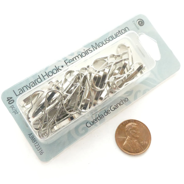 Lanyard Hooks, Silver Tone, 20mm Long, Package of 40