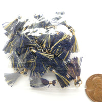 Tassels, 15mm Long Micro Tassels, Black & Gold, Set of 50