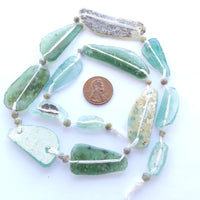 Ancient Glass Made into New Beads, Large Flat Oval Pieces