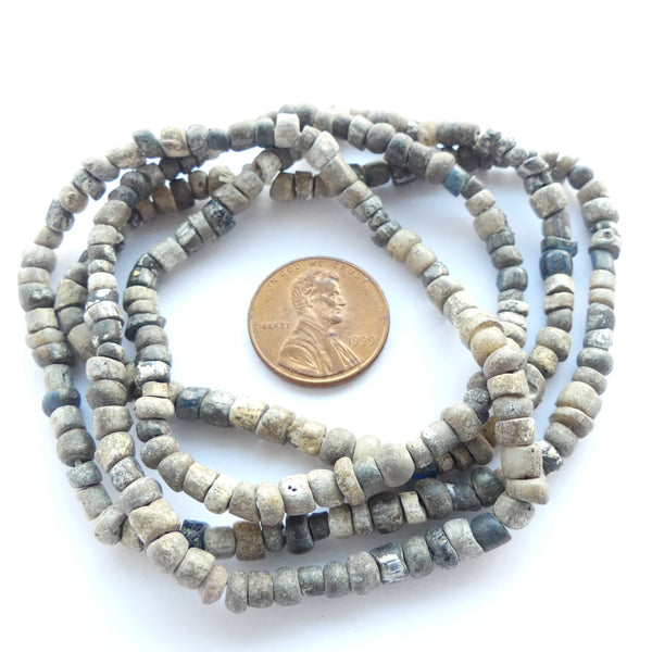 Indo-Pacific Beads, 4mm, Grey with Patina, Extra Long 30" Strands
