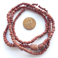 Indo-Pacific Beads, Brick Red, 3-5mm on 20" Strands, Excellent Condition