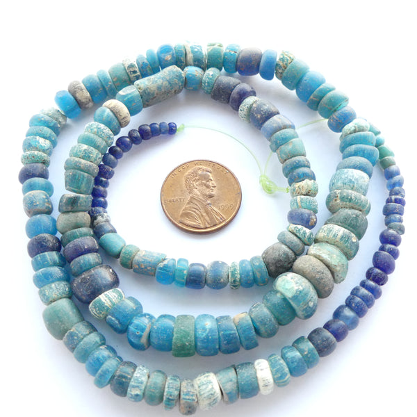 Indo-Pacific Beads, 3-9mm, Aqua & Blue, 23" Strands
